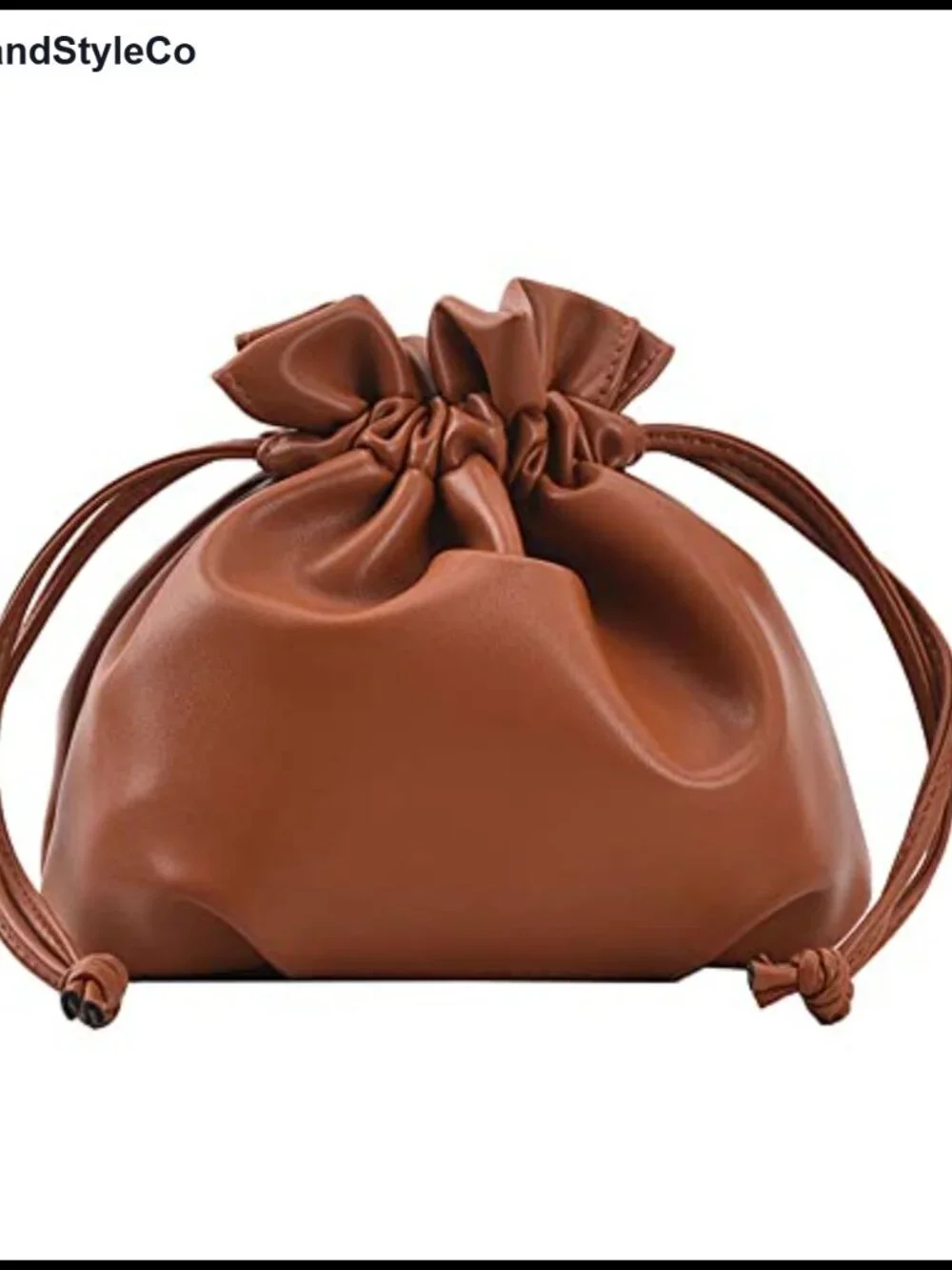 Small Faux Leather Drawstring Bucket Bag Crossbody Hobo Satchel Purse